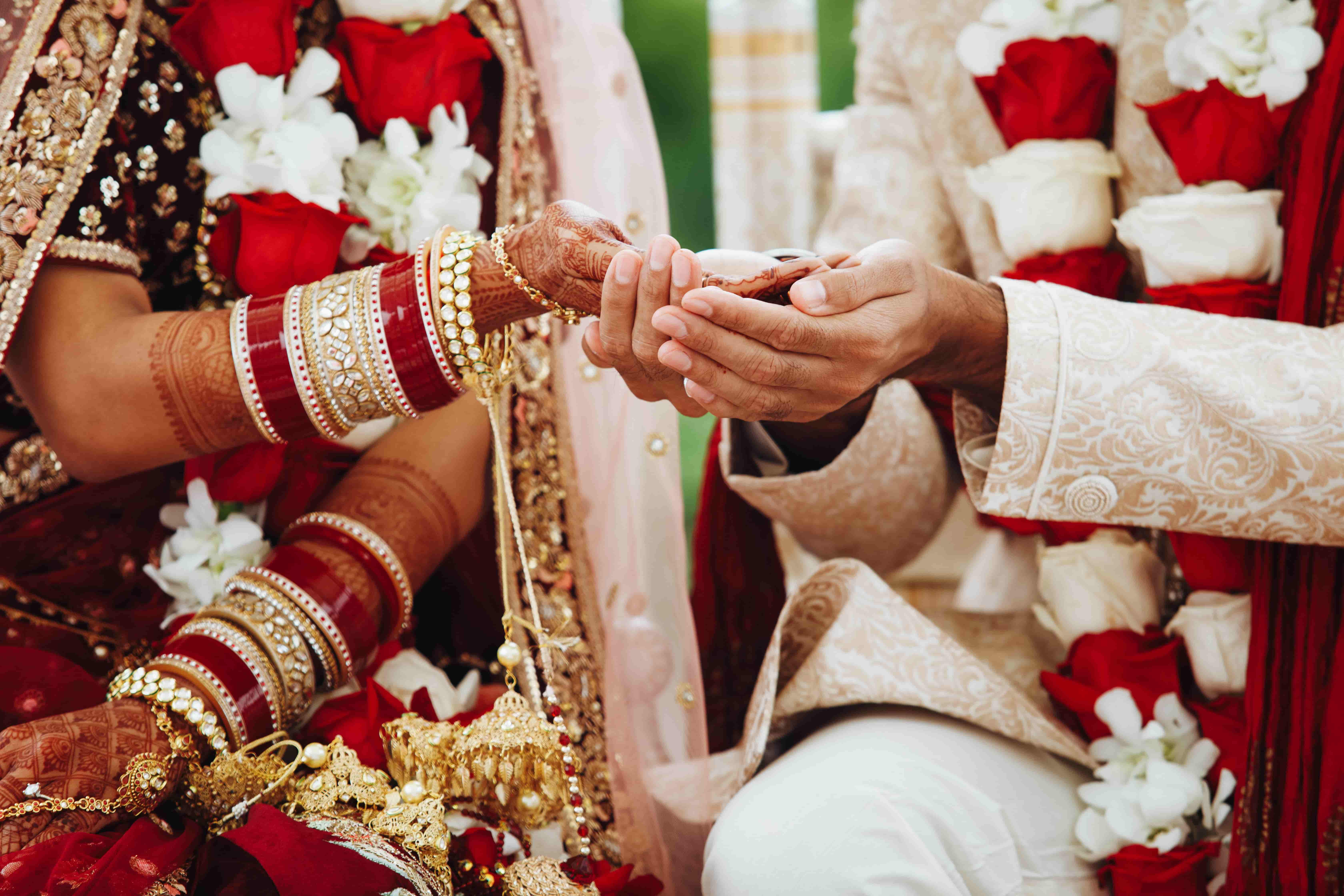 Bride and groom romantic moment